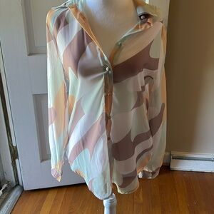 Princess Polly Geo-print Button Blouse